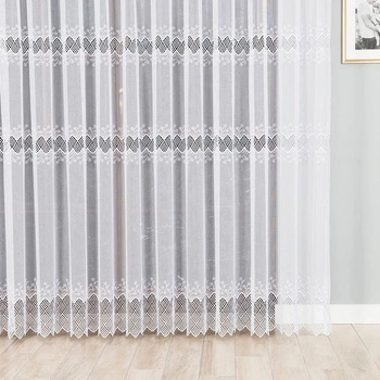 Firanka haftowana z aplikacją na metry 009210 / kolor biały / wysokość 250cm