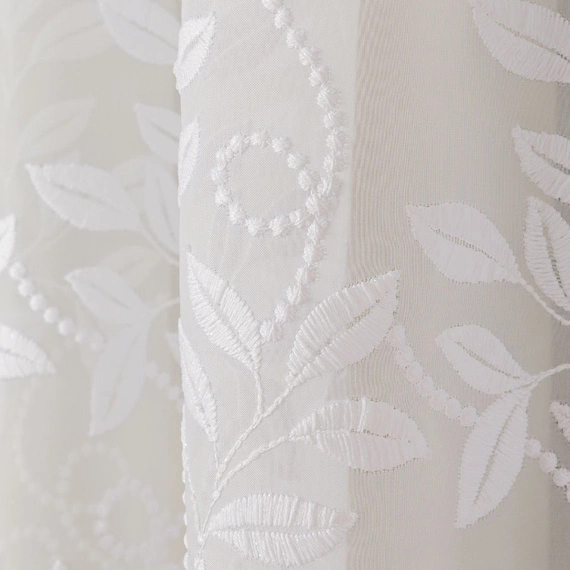 Firanka haftowana na metry 242778 / kolor biały / wysokość 160cm