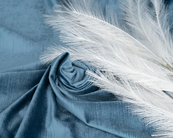 Tkanina zasłonowa VELVET EDEN prążkowana / wysokość 280cm / kolor 14 niebieski