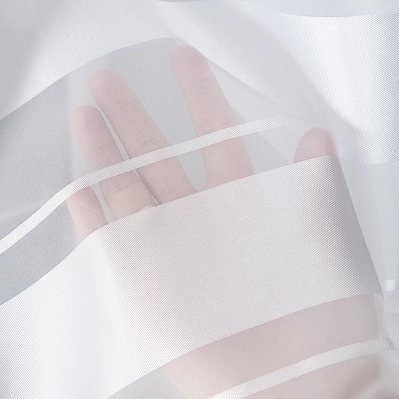 Woal z atłasowymi pasami  000762 z obciążnikem kolor biały - wysokość 160cm