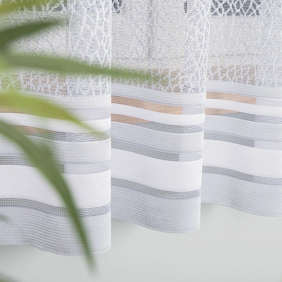 Firanka żakardowa na metry 017834 / kolor biały + szary / wysokość 180cm