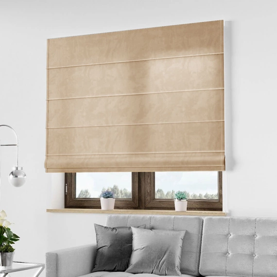 Roleta rzymska VELVET DELUXE / ciemnokremowa 61 / szyta na wymiar