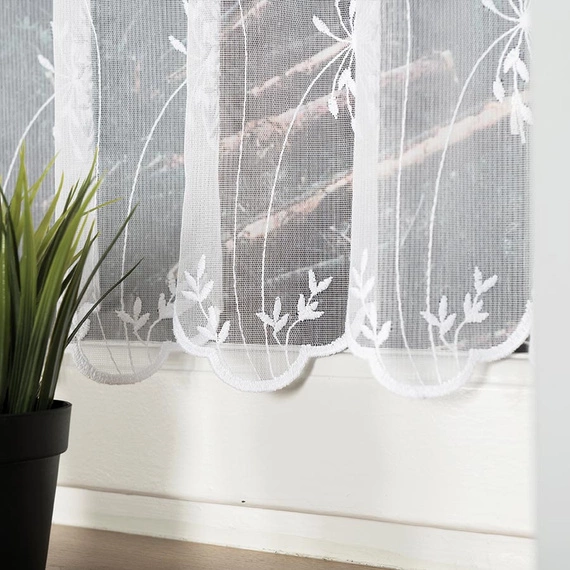 Firanka zazdroska haftowana na metry 053801 / kolor biały / wysokość 45cm