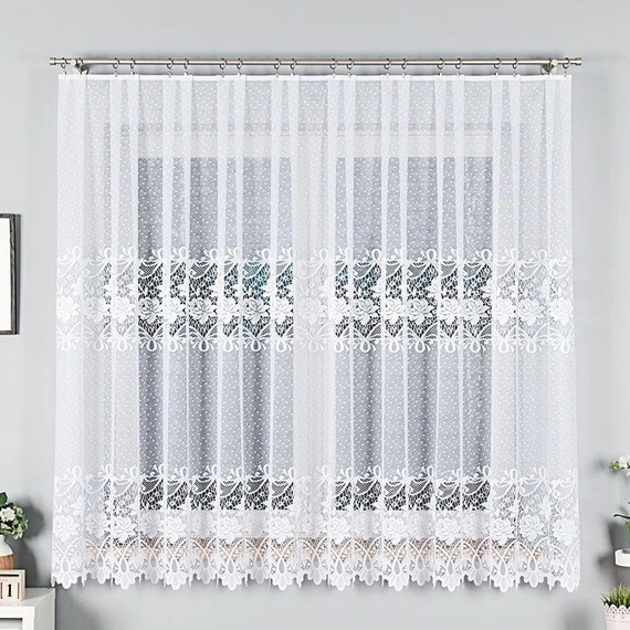 Firanka żakardowa 017480 / kolor biały / wysokość 180cm