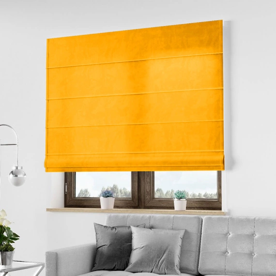 Roleta rzymska VELVET DELUXE / żółta 80 / szyta na wymiar