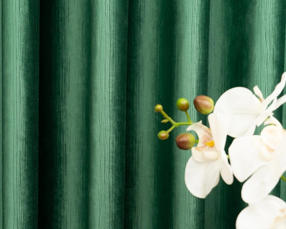 Tkanina zasłonowa VELVET EDEN prążkowana / wysokość 280cm / kolor 16 zieleń butelkowa