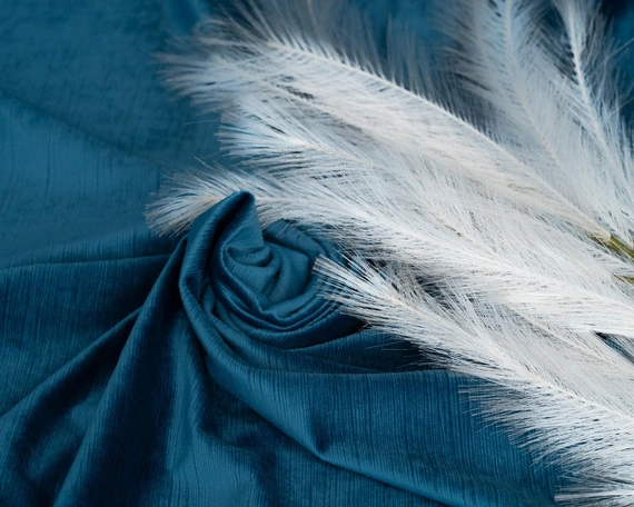 Tkanina zasłonowa VELVET EDEN prążkowana / wysokość 280cm / kolor 15 granatowy