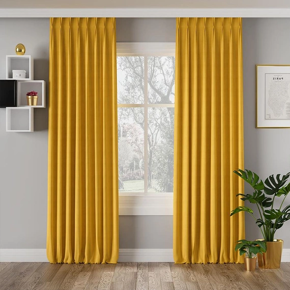 Zasłona gotowa na fleksach Milas / szyta na miarę / kolor 047 musztardowy