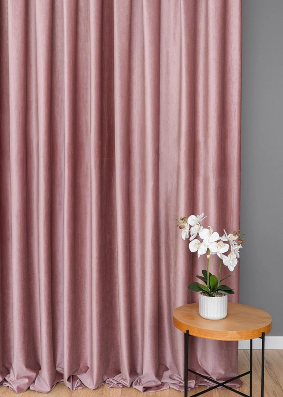 Tkanina zasłonowa VELVET EDEN prążkowana / wysokość 280cm / kolor 13 ciemny pudrowy róż