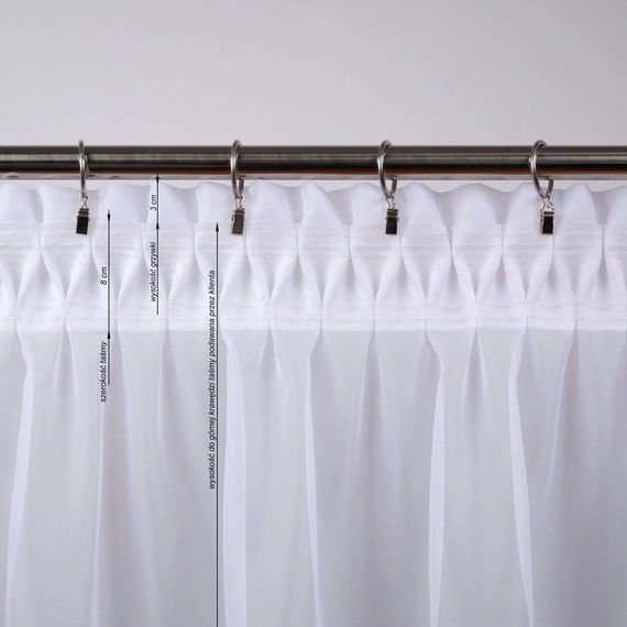 Usługa uszycia firanki(zasłony) na taśmie układającej 6909 (1:2,5) z grzywką