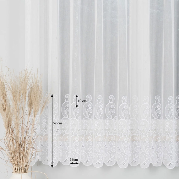 Firanka haftowana na metry 926122 / kolor biały / wysokość 180cm