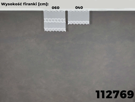 Firanka zazdroska haftowana na metry 112769 / kolor biały / wysokość 60cm