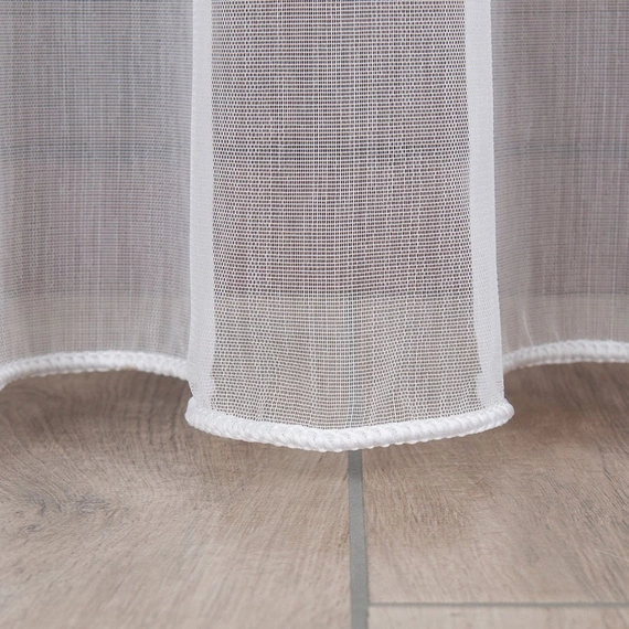 Firanka fantazyjna 017464 z obciążnikiem / kolor biały / wysokość 300cm