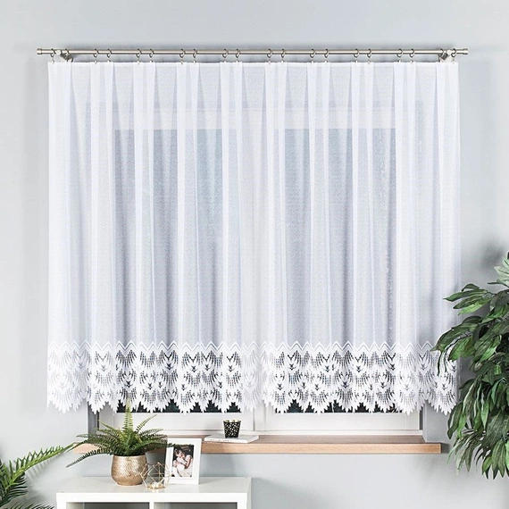 Firanka żakardowa 018989 / kolor biały / wysokość 144cm