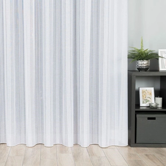 Firanka fantazyjna z pionowymi pasami 001215 / kolor biały / wysokość 300cm