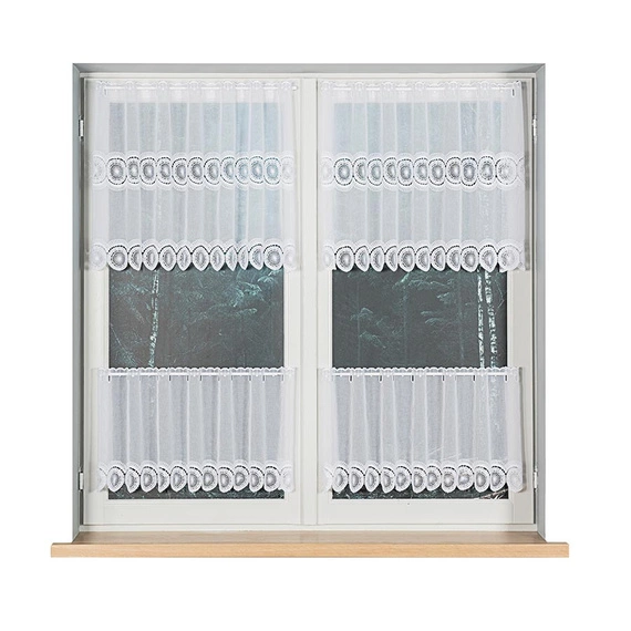 Firanka zazdroska haftowana na metry 112769 / kolor biały / wysokość 60cm