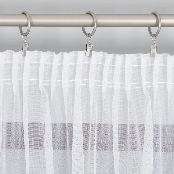 Firanka fantazyjna 017464 z obciążnikiem / kolor biały / wysokość 300cm