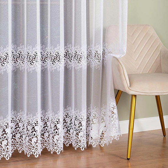 Firanka z aplikacją gipiurową 009393 / wysokość 280cm