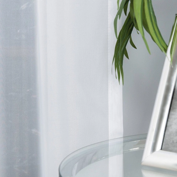 Woal gładki PREMIUM z obciążnikiem / kolor biały / wysokość 300cm