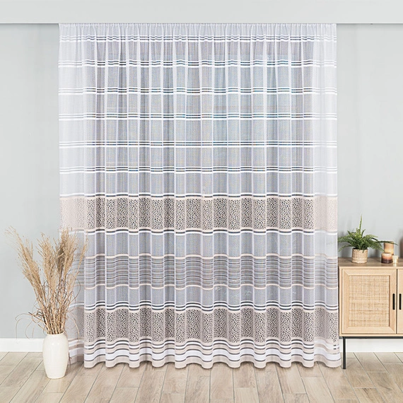 Firanka żakardowa na metry 017834 / kolor biały + złoty / wysokość 250cm