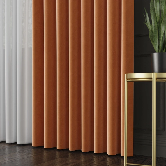 Tkanina zasłonowa na metry VELVET / wysokość 300cm / kolor 027 pomarańczowy
