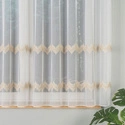 Firanka haftowana z wzorem pasowym 112750 / kolor biały ze złotym / wysokość 160cm