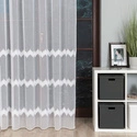 Firanka haftowana z wzorem pasowym 112750 / kolor biały z błyskiem / wysokość 280cm