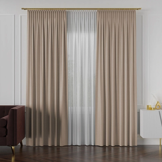 Tkanina zasłonowa na metry Lukrecja / wysokość 310cm / kolor 008 ciemnobeżowy