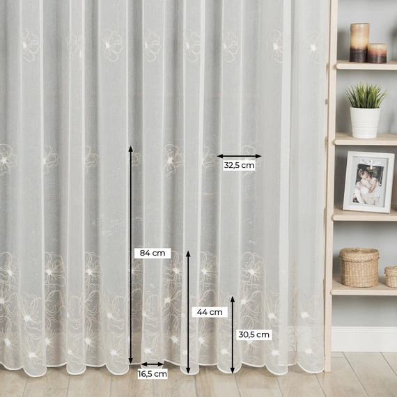 Firanka haftowana na metry 051204 / kolor biały / wysokość 280cm