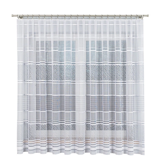 Firanka żakardowa na metry 017834 / kolor biały + szary / wysokość 180cm