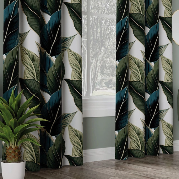 Tkanina zasłonowa w liście ZURIN / wysokość 300cm