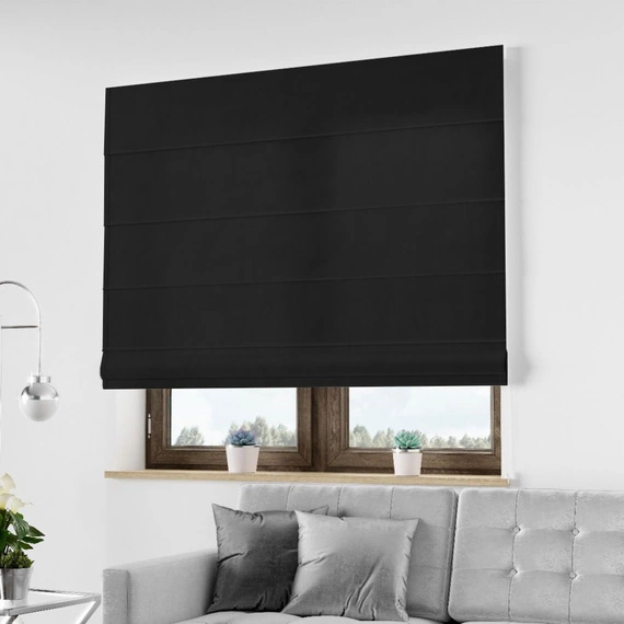 Roleta rzymska VELVET DELUXE / czarna 56 / szyta na wymiar