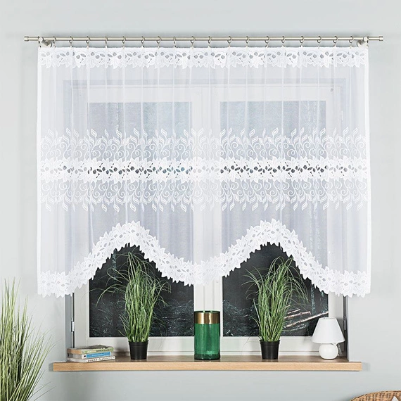 Firanka gotowa żakardowa BASTIA / 250x130cm / kolor biały