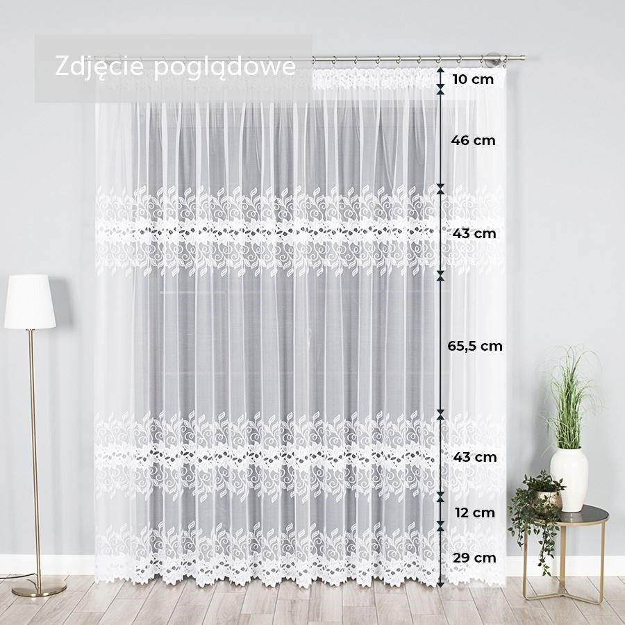 Firanka żakardowa 648107 / kolor biały / wysokość 220cm Sklep