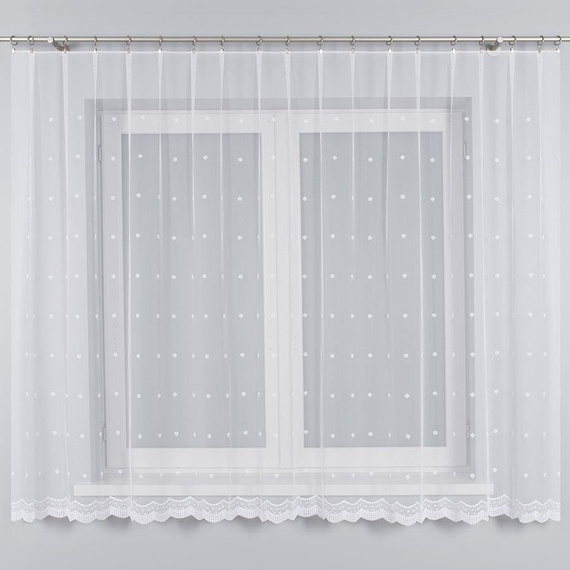Firanka haftowana 013504 / kolor biały / wysokość 150cm
